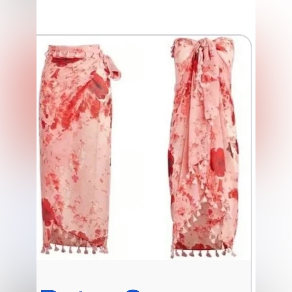 Peter Som Pink and Red Floral Swim Sarong